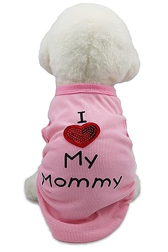 Small Dog Clothes XXS Puppy Dogs Shirt I Love My Mom Mommy Dad Daddy Dog T Shirts for Small Dogs