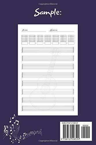 Guitar Tab Notebook: Blank 6 Strings Guitar Tablature Manuscript Paper with Chord Fingering Charts & Diagrams | Wide Staff Music Sheet Book | Unique ... Gifts for Guitarists Men, Women, Teens & Kids image 3