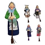 Handmade Kitchen Witch Doll, Good Luck Cooking Witch Doll Hang on Door Decor, Luck Charm Home Decor for Cuisine, Flying Figures on Broomsticks, Unique Gift for Cooking Lovers Mom or Friend (Green)