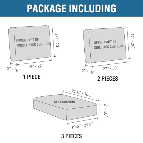 H.VERSAILTEX High Stretch Couch Covers, Sand, 3 Seat + 3 Back