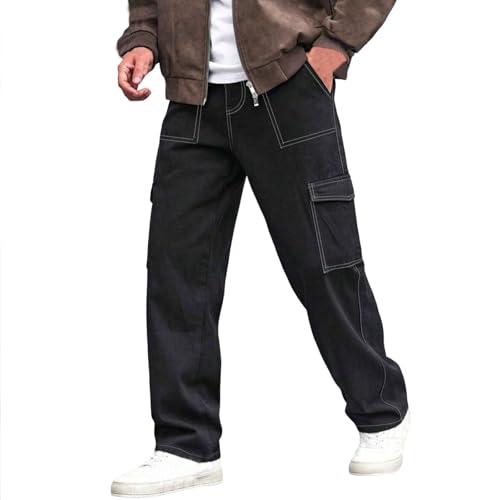 Mens Cargo Pants Elastic Waist Casual Pants Outdoor Hiking Pant Athletic Workout Pant with Pockets