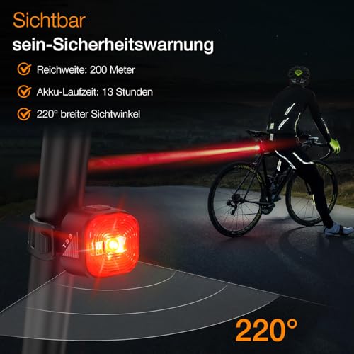 Tavaler Fahrradlicht Set USB Aufladbar | StVZO Zugelassen Fahrradbeleuchtung Set | IPX5 Wasserdicht Fahradlichterset LED | Fahrrad Licht Vorne | Fahrradlicht Hinten & Rücklicht Fahrrad