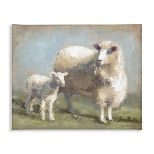 Sheep and Lamb Farm Landscape, 24 x 30 Inch Canvas Wall Art