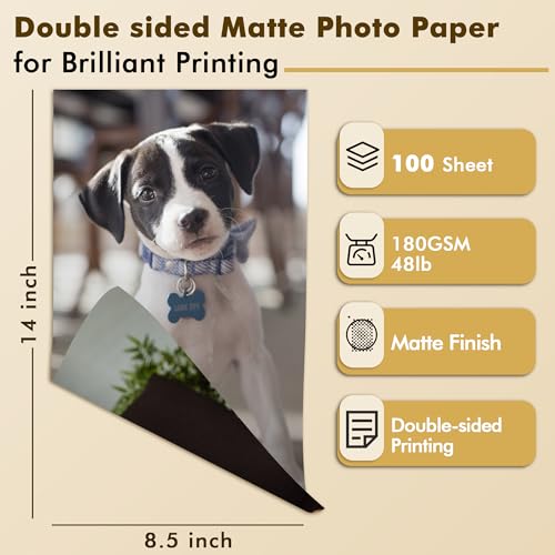 Image of Koala Photo Paper Double-side Matte 8.5X14 Inches Compatible with Inkjet Printer 48LB for Presentation 100 Sheets 180GSM