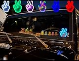 Dukesby Enterprises NEW American Family Owned Patented Rgb Remote color changing Peace-Sign Wave LED Light for Cars, Wranglers, Jeep- Wind Sheild Led Jeep Decal Sticker - Usb-Operated, 6ft Cord,