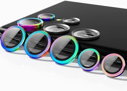 Image of Skinomi Camera Lens Protector Compatible with Samsung Galaxy S23 ultra 5G [Anti-Scratch] Premium Tempered Glass Film Aluminum Alloy Lens Ring Cover, Rainbow Titanium