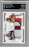 Terrell Davis & Javonte Williams Arena Graded 9 Mint Serial Numbered #12/15 Dual Patch Ruby Parallel Dual Diamond Game Used Jersey Relic Memorabilia Special Insert Collectible Football Card - 2021 Flawless Football Card #DD14 (Broncos)