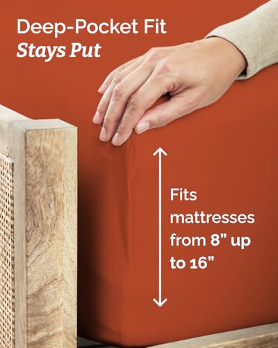 Image of Twin XL 4 Piece Sheet Set - College Dorm Room Essentials - Terracotta