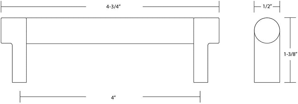 Emtek Select Knurled Cabinet Pull with Flat Black (US19) Stem Finish - Choice of Size - 84054.RECUS19.KNUS19 - Center-to-Center: 5"