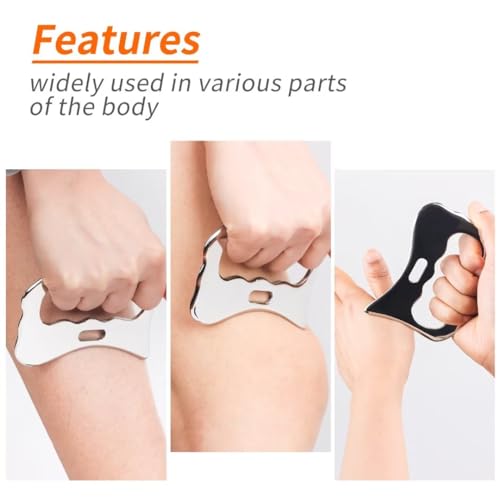 Image of Guasha Massage Tool, Grade Stainless Steel Scraping Tool for Soft Tissue Upgrade Physical Therapy Stuff,Used for Back, Legs, Arms,Neck,Shoulder, Gua sha Tool