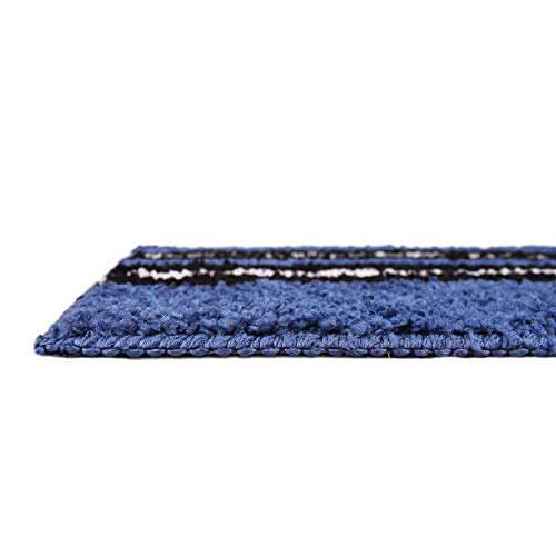 Image of Flooring India Co. Floor Runner Super Soft, Anti Slip Stripe Mats (Blue, 58x140 cm) Pack of 1