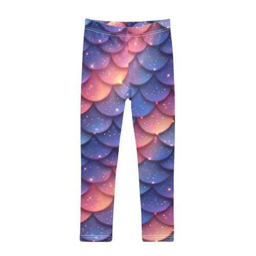 Sparkling Mermaid Scale Gradient Girls Leggings Soft Stretch Workout Yoga Dance Pants for Kids Casual Tights