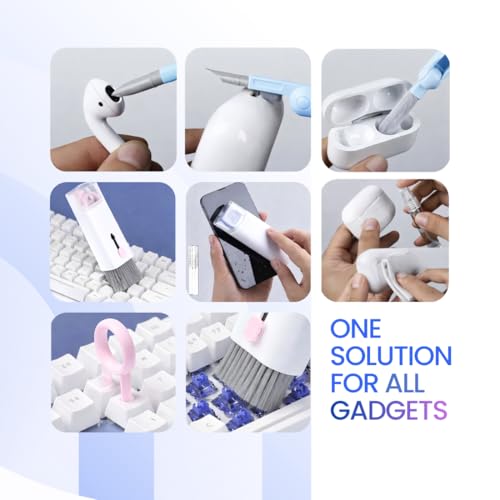 Image of QUICLEAN Laptop Cleaner Kit -250ml with 7-in-1 Gadget Cleaning Machine & 350gsm Cloth for All Screen Cleaning | Machine Cleans,Mobile, Laptop, Keyboard, Earbuds & Lens |Cleaner Cloth for Large Screen