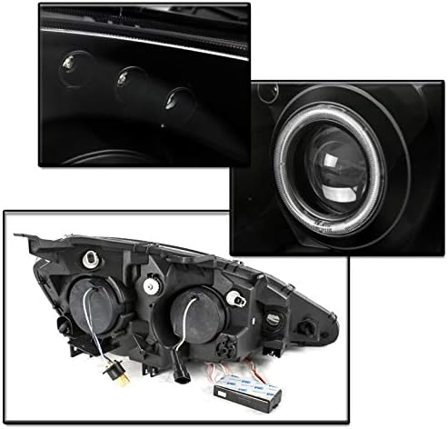 LED CCFL Halo Projector Headlights Headlamps Black Compatible with 2005-2006 Acura RSX