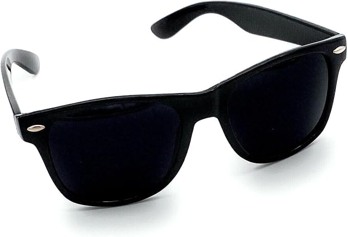 Generic Super Dark Category 4 Black Out Vintage Retro Shades Sunglasses for Men Women Light Sensitivity (Gloss Black, Super Dark Black Category 4 Lenses), Adult