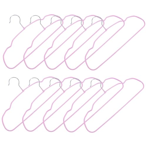 DIYEAH 10 Piezas Perchas Plásticas Infantiles para Colgar Ropa con Diseño Antideslizante Organizador de Armario Color Rosa Ligero y Resistente para Uso Interior y Exterior