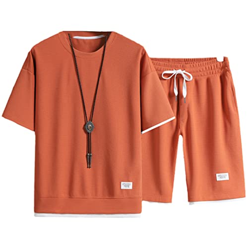 Ensemble d'été décontracté homme en textile respirant orange M
