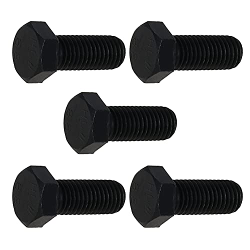 Image of Carbon Steel Hex Screw Bolts Hex Drive Fastener Rustproof Fully Threaded Metric Cap Bolts Black M14x35mm 5Pcs