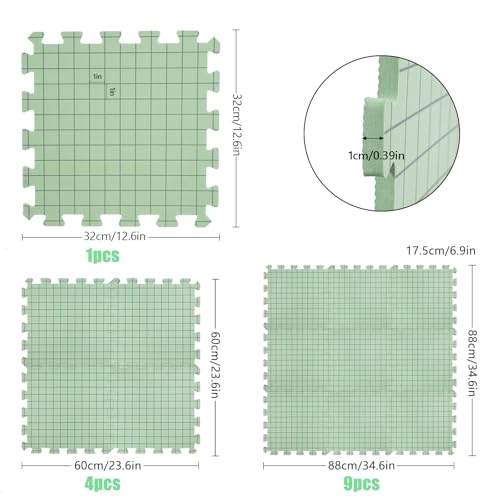 Image of CraftyManor 5 PCS Blocking Mats for Knitting & Crochet Projects, Crochet Blocking Mat with 50 T- Pins, Knitting Board and Pins (Green 5PCS)