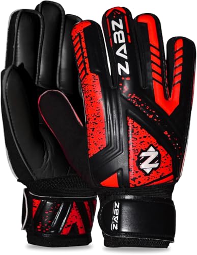 ZABZ Goalkeeper Gloves Non-slip Latex Material Soccer Goalie Football Goalkeeping Gloves Wrist Protection For Kids Youth and Adults (Red, Size 2 suitable for 4 to 5 years old)