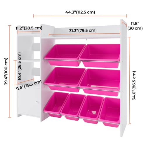 Sturdis Kids Toy Storage Organizer With Kids Toy Shelf And Pink Toy Bins – Perfect Toy Storage Solution - Your Kids Will Have Fun And You Will Be Free From Messes! #TOP3