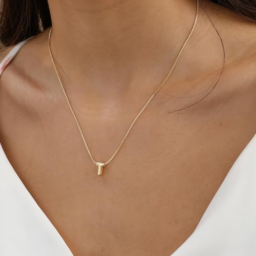 Image of Personalized Bubble Letter Initial Necklace, 14K Gold Plated, Dainty Pendant for Women, Trendy Gold Jewelry
