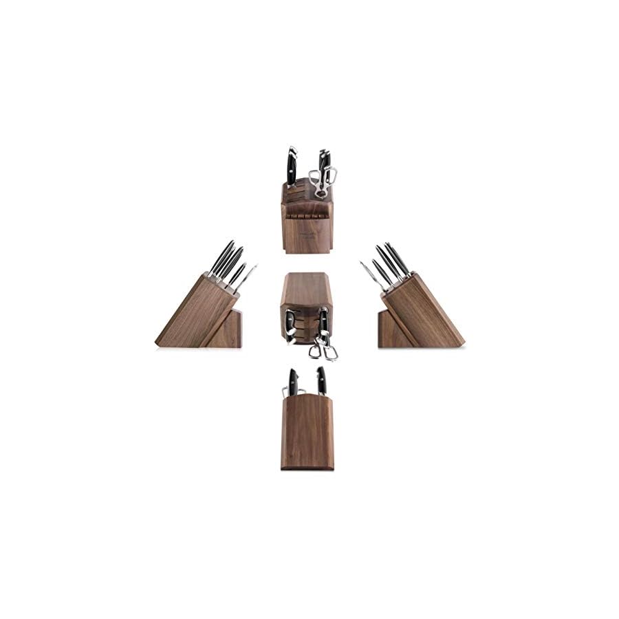 Cangshan Thomas Keller Signature Collection Swedish Powder Steel Forged, 7-Piece Knife Block Set, Walnut Block with 8 Spare Slots, Black