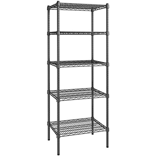 Zedfire 18" x 24" NSF Black Epoxy 5-Shelf Kit with 72" Posts, Commercial Storage Rack Unit, Heavy Duty Storage Shelving, Wire Shelving Kit, Adjustable