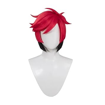 Anime Cosplay Wig Men Women Wig Red Short Wig 32cm for Demon Costumes Cosplay Props Accessory for Halloween Party