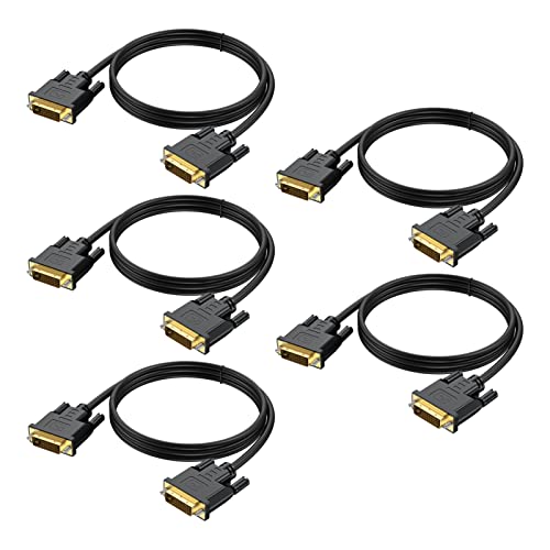 Image of UVOOI 6 Feet 5-Pack DVI to DVI Cable, DVI-D 24+1 Dual Link, Supports 1080P@60Hz, Black, Compatible with TVs, Monitors, Projectors, DVD Players