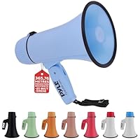 Pyle Megaphon mit Sirene & Mikrofon, Signalhorn 20 Watt mit Lautsprecher, Schultergurt, Aufnahmefunktion & Aux-Anschluss, Mini Megafon Kinder & Erwachsene, Robustes Tröte Faltbar für Indoor & Outdoor
