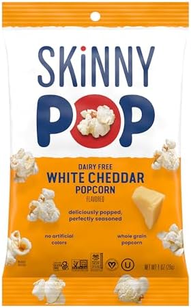 SkinnyPop Popcorn, White Cheddar, Whole Grain, Dairy-Free Snack, 1oz Bags (12ct) - 5