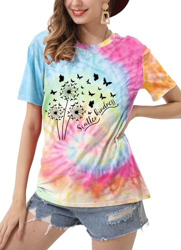 hohololo Dandelion Shirt Women Inspirational Graphic Tee Spread Kindness Tshirt Women's Funny Cute Flower Tops4