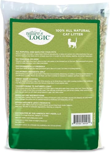Image of Nature's Logic 100% Natural Pine Pellet Cat Litter - Dust-Free, Unscented, Biodegradable - Safe for Cats, Kittens, Reptiles & Small Pets - Highly Absorbent - 24lb (2,12lb)