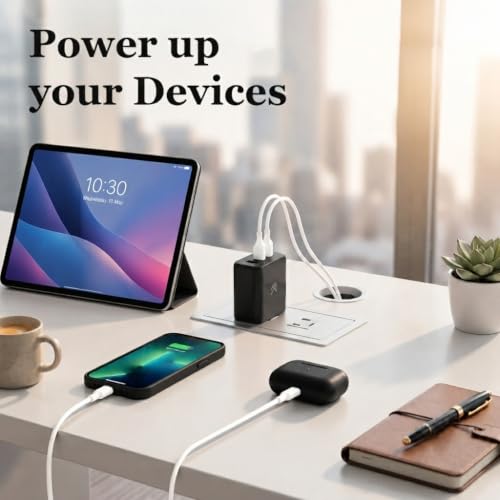 Image of KARWAN Original 65W GaN Charger with Cable, 3 Multi Port Adapter for iPhone,iPad,Samsung,Nothing,Google Smartphones,Tablet & More,Compact Rapid Superfast Charger with Gan,QC 3.0,PD-3.1,PPS Technology