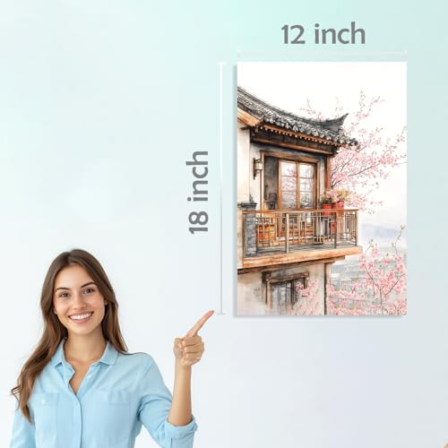 Image of SiddArtify Asian Architecture Wall Art Prints Set - Watercolor Building Poster Decor for Living Room Bedroom Office - 12x18 inch Sticker Pack of 6