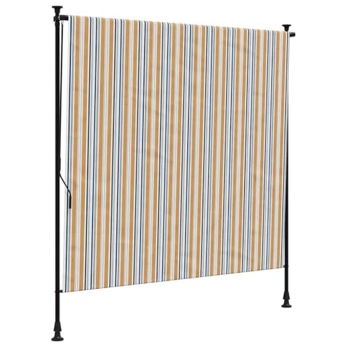 Store vertical rétractable manuel jaune et blanc en polyester résistant 200x270 - 2