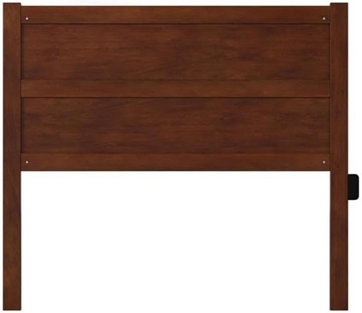 Pemberly Row Solid Wood Full Size Headboard, Walnut Finish, 53.5 in W, Mid-Century Modern Design, USB Charging Station, Hardwood and Veneer Construction, Bedroom Decor Compatible with Metal Bed Frames
