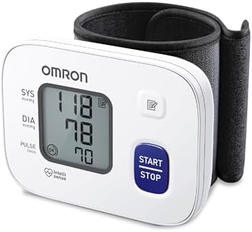 Omron HEM 6161 Fully Automatic Wrist Blood Pressure Monitor with Intellisense Technology, Cuff Wrapping Guide and Irregular Heartbeat Detection for Most Accurate Measurement (White)