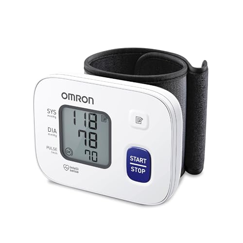 Omron HEM 6161 Fully Automatic Wrist Blood Pressure Monitor with Intellisense Technology, Cuff Wrapping Guide and Irregular Heartbeat Detection for Most Accurate Measurement (White)