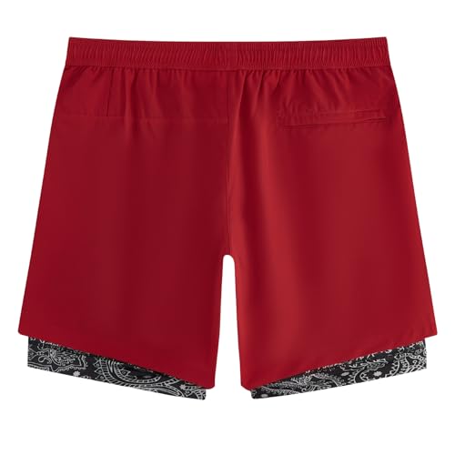 Image of maamgic Mens Workout Shorts 2 in 1 Stretch 5 inch / 7 inch Gym Shorts Running Shorts with Compression Liner Zip Pocket