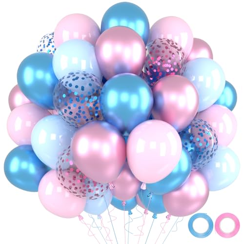 52 peças Feixe de balão de lantejoulas metálicas rosa e azuis