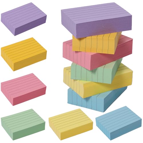 1200 Fiches Bristol A8 Lignées, Flash Cards Couleur 5,2 x 7,4 cm, Cartes de Révision pour Vocabulaire, Formules et Notes, Idéales pour Bureau, École, Études et Présentations