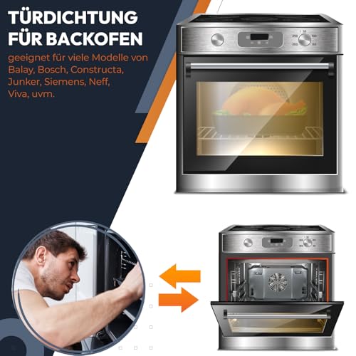 Kenekos - Türdichtung rundum mit 4 Haken geeignet für Bosch 00754066/754066, Siemens, Neff, Constructa Backofen, Backofendichtung Dichtgummi Backofentüren Ofen Dichtung