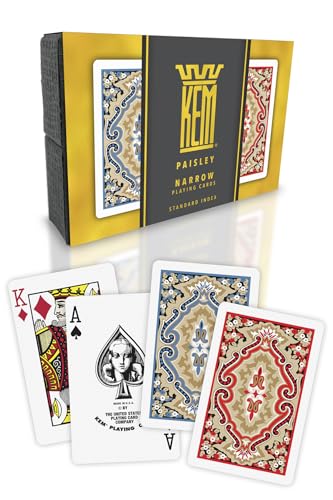 KEM Paisley Plastic Bridge Size Poker Playing Cards, 2 Decks