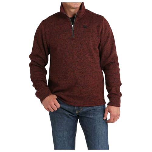 Cinch Men's 1/4 Zip Burgundy Sweater
