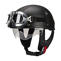 Amazon.com: Vintage German Motorcycle Leather Half Face Helmet