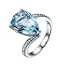 Anello Eternity Oro Bianco 18K, Acquamarina Intarsiata da 4,58 ct E Diamanti da 0,12 ct Fede Anello Donna Blu Acquamarina Diamante Taglia 18,5