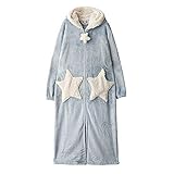 [ByFshow] 着る毛布 大きい あったかい バスローブ レディース ネグリジェ 可愛い 星柄 月柄 ふわふわ 暖かい パジャマ ふわもこ 厚手 寝巻き カジュアル ロング丈 風呂上り 前開き パジャマ 男女兼用