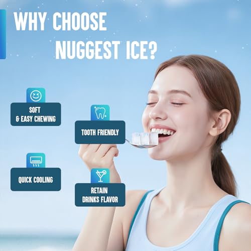 Nugget Ice Maker Countertop, 40lbs/24H Soft Chewable Pellet Ice Machine with Self-Cleaning, Sonic Ice Maker for Home Kitchen, Office - Black Stainless